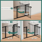 Fairy Baby 29.5"-40.5" Extra Wide Baby Gate, Pressure Mount Long Dog Gates for House Stairs Doorways, Auto Close Metal Safety Child Gate with Door No Drilling, Tension Pet Gate Indoor, Black