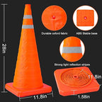 [2 Pack]28 Inch Collapsible Traffic Safety Cones - Parking Cones with Reflective Collars, Orange Safety Cones for Parking lot, Driveway, Driving Training etc