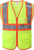 Reflective Safety Vest for Men Women with Multiple Pockets Class 2 High Visibility Mesh Vest Hi Vis Construction Work Vest,Meets ANSI/ISEA Standards(EK1-178-Yellow-3XL)