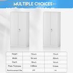 Greenvelly White Metal Storage Cabinets 72” Garage Steel Storage Cabinet with Doors and Shelves, Metal File Organization for Home Office, Basement, Warehouse, Classroom（Anti Ttipping）