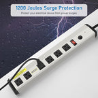 CCCEI Heavy Duty Power Strip Surge Protector 20 Amp, High Amp Industrial Shop Garage Metal Multiple Outlets, 6 FT 12 Gauge 5-15P Extension Cord 6 Outlet 6-20R T-Slot 20a for Appliance.