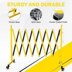 11 Traffic Barricade with Casters, Metal Expandable Barricade, Folding Security Gate, Retractable Fence Outdoor Barricade Fence for Construction Area, Traffic Control（2 Pack)