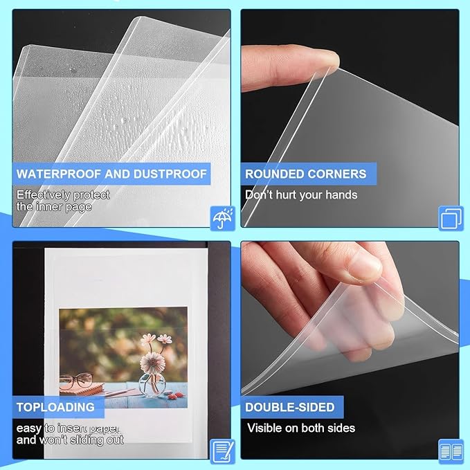 Sherr 5 Pcs Rigid Print Protectors Fit 24 x 36 Inch Poster Paper, Top Loading Page Protectors Plastic Poster Sleeves PVC Clear Sheet Holder to Display Photo Document Magazine Certificate