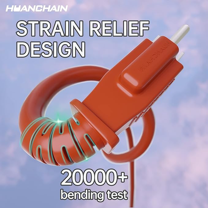 huanchain 75 Foot 16/3 Gauge Outdoor Extension Cord Waterproof, Flexible Cold-Resistant Appliance Extension Cable Outside, 10A 1250W 16AWG SJTW, 3 Prong Electric Cord Orange, ETL