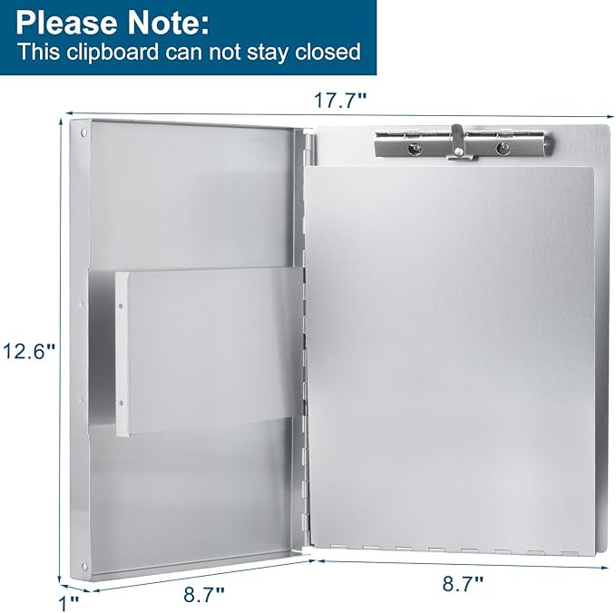 ZCZN Aluminum Clipboard with Storage and Clip Recycled, 2 Pack Clipboard Folders, Sturdy Letter Size Recycle Metal Form Holder for Business Office Medical Professionals, Letter Size (Silver)