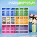 Amyhill 6 Pcs Mini Drawer Organizer Small Organizer with 9 Drawers Plastic Desktop Craft Storage Box for Office Home Room Jewelry Cosmetics Collection(White)