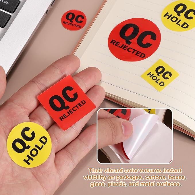 PATIKIL 360 Pcs 1 Roll QC Hold Labels, 2 Inch Circle Inventory Control Adhesive Round Labels Food Service Quality Control Stickers for Warehouse Management Inspection, Yellow
