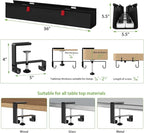 KEEGH No Drill Under Desk Cable Management Tray - 28" Cord Management Under Desk - Clamp/Screw Mount - Support Upto 70lbs - Fabric Wire Management - Gaming/PC Cable Tray Cord Hiders for Office/Home