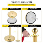 VEVOR Velvet Ropes and Posts 6 Pcs Red Velvet Rope 5 ft, Stanchions Solid Base with Ball Top, Crowd Control Barriers Gold Stanchions, Red Carpet Poles, Crowd Control Ropes and poles for Party Supplies