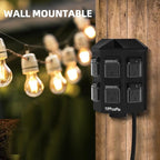 TiFFCOFiO Outdoor Power Strip with Stake Waterproof, 20 FT Extension Cord, 6 Grounded Outlets for Outdoor Lights, 14 AWG, 15A/1875W, ETL Listed