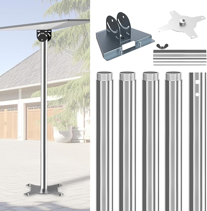 for Starlink Gen 3 Pole Mount Kit with Pipe Adapter, Thickened Stainless Steel, Starlink Mounting Starlink Base Bracket (5 Section Straight with Mount)