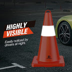 RoadHero Traffic Cones 18 Inch, 12 Pack Safety Cones with Handle, Orange Cones with Reflective Collar, Cones for Parking Lot, Sport and Driving Training, Road Safety, Construction Events