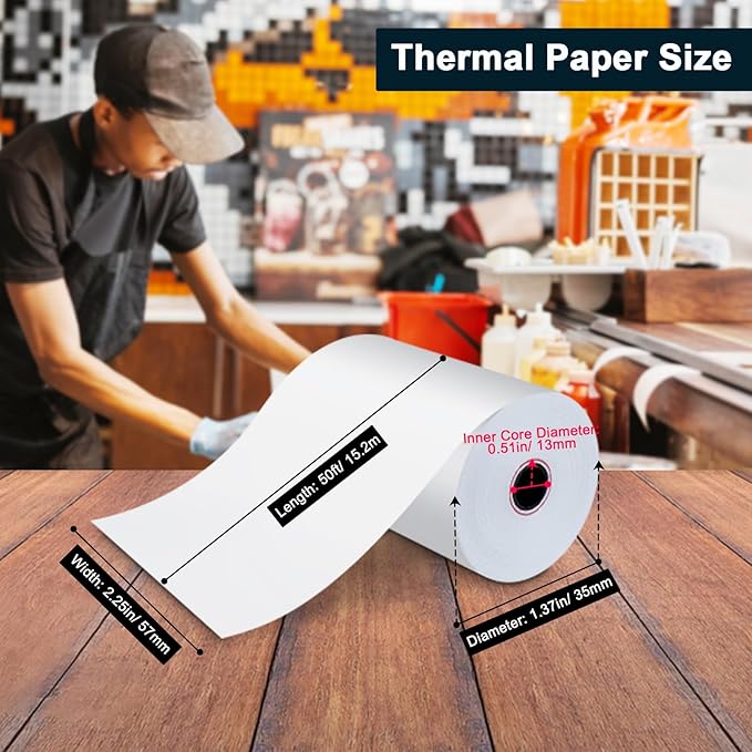 (150 Rolls) Thermal Receipt Paper 2 1/4 x 50 - BPA-Free Credit Card Machine Paper Rolls for POS Systems, Compatible with Square Terminal, Clover Flex and More
