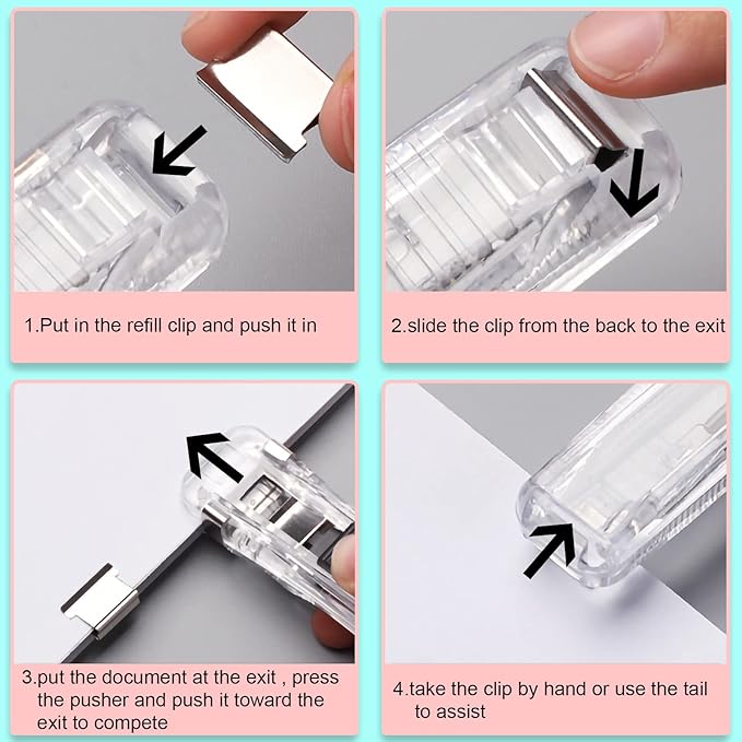 Reusable Portable Paper Clam Clip Dispenser Refill Clips, 40 Sheet Capacity-2Pcs Clam Clip Dispenser 100 Metal Refill Clips (50 Silver + 50 Color) for Home School Desk Office (White)