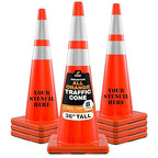 Xpose Safety 36 Inch Orange Traffic Cones Heavy Duty 12lb with 6" & 4" Collars, 8 Pack - Multipurpose PVC Plastic Safety Cone for Parking, Soccer, Caution, Kids and Construction - DOT Approved