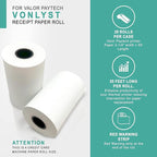 Receipt Paper Roll for Valor Paytech VL 110 and VL 500 Credit Card Machine (20 Rolls)