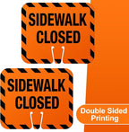 12 Pcs Plastic Sidewalk Closed Sign Bulk for Traffic Cones Top Road Warning Signs 10.4" Height x 12.6" Width x 0.05" Thickness for Outdoor Barricade Construction Caution