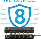 Power Strip Surge Protector Flat Plug with 20 AC Outlets 6 USB Chagring Ports, 1875W/15A, 2700J, 10 Ft Heavy Duty Extension Cord for Home, Office, Dorm, Gaming,ETL Listed (Black, 10 Feet)