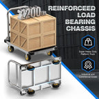 Heavy Duty Platform Truck, 2200 LBS Capacity with Reinforced Bottom Support, 2MM Thick Steel Flatbed with 6'' Swivel Brake Wheels, 36x24 Inch Foldable Push Cart Dolly