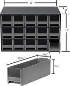 Akro-Mils Steel Garage Storage Cabinet, Small Parts Organizer Metal Cabinet for Hardware, Nails, Screws, Bolts, Nuts, and More, 17" W x 11" D x 11" H, 15-Drawer, Gray Cabinet/Blue Drawers (19715)
