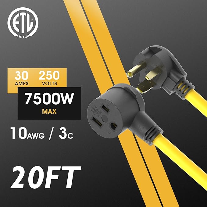TOOLIOM 30A 10AWG 20FT Welder Extension Cord 6-50P to 6-50R Heavy Duty Power Extension Cord for Welding Machines with ETL Approved