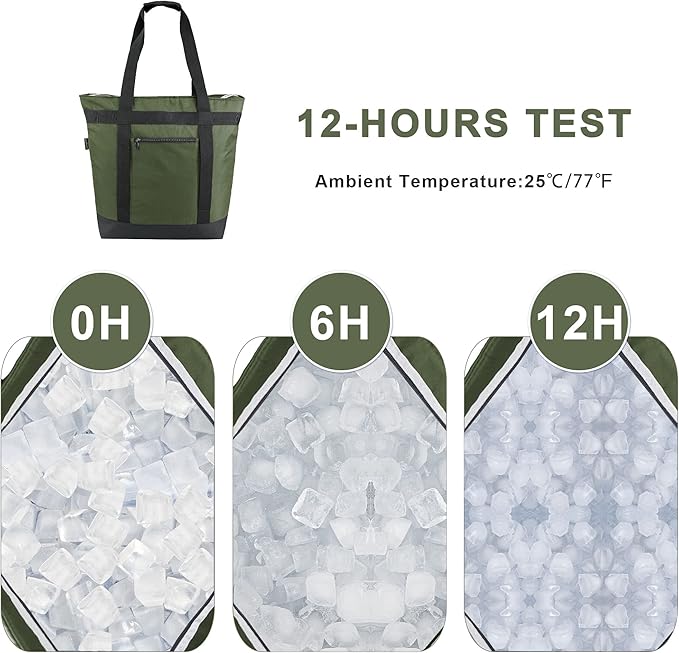 BeeGreen Cooler Bag Soft Leakproof Insulated Tote with Zipper for Beach Travel Grocery
