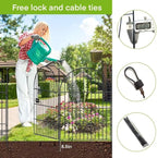 ADAVIN Garden Fence Animal Barrier with Gate 36 in(H)×30.6 Ft(L) 14 Panels,Rustproof Metal Wire Tall Fencing Border for Dogs Rabbits,Outdoor no dig pet Fences, Arched Black Flower Edging for Yard