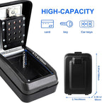 Key Lock Box, 12-Digit Code, Weatherproof Wall Mount, Large Capacity 5-8 Keys, Aluminum Alloy (Black, 3.58 * 2.24 * 5.28IN)