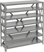 Global Industrial 7 Shelf Steel Shelving with (36) 4" H Plastic Shelf Bins, Gray Frame & Blue Bins, 36" W x 12" D x 39" H, Industrial or Commercial Storage, Assembly Required