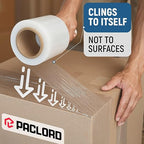 5" x 1000’ Industrial Strength Stretch Wrap, Ready to Use Pack of 4 Mini Rolls with one Handle, Clear Plastic Film, 80 Gauge Thick, 500% Elongation – Heavy-Duty Shrink Wrap for Moving, Packing