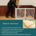 ZJSF Freestanding Indoor Dog Gate for House Foldable Wood White Puppy Gate for Doorways Pet Gate for Stairs Extra Wide Pet Fence 24" Height 3 Panels