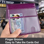 Cacturism Car Registration and Insurance Holder, Vehicle Glove Box Car Organizer Men Women Wallet Accessories Case for Cards, Essential Document, Driver License, Bling Purple