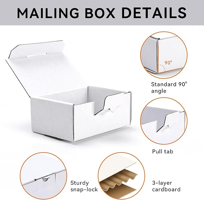 Small Shipping Boxes 3.5x2.2x1.6 Inches, 25-Pack White Corrugated Cardboard Boxes for Mailing, Storing, Gift Packaging