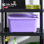 Life Story 12 Pack Light Duty Stackable Storage Bin, 55 Quart Home Organizer, Versatile Lightweight Locking Bins with Carrying Handles, Purple