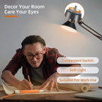 Desk Lamp for Home Office Eye-Caring Metal Extra Tall Swing Arm High Intensity Clamp Flexible Gooseneck w/A19 E26 LED Bulb Side Table Working Reading Architect Computer Workbench Puzzle Warm Light