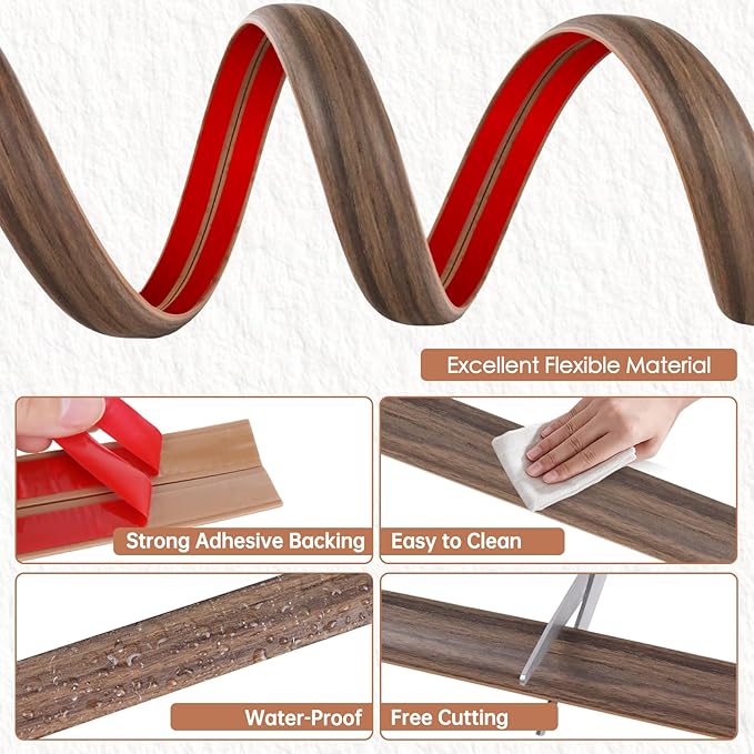 Floor Cord Cover for Wires on Floor Self Adhesive Cord Hider Floor Cable Management Wire Covers for Cords Protector Prevent Cable Trips Cord Cavity W 0.51" x H 0.31", Misty Brown Wood, 3.3Ft