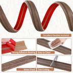 Floor Cord Cover for Wires on Floor Self Adhesive Cord Hider Floor Cable Management Wire Covers for Cords Protector Prevent Cable Trips Cord Cavity W 0.51" x H 0.31", Misty Brown Wood, 20Ft