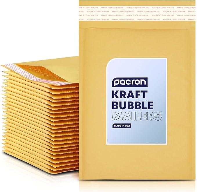 Kraft Bubble Mailers 200 Pack, 8.5 x 14.5 Inch Padded Shipping Envelopes, Yellow Mailing Envelopes for Documents & Packages, Durable & Lightweight, Made in USA