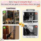 Lumizone Extra Tall Cat Gate 61.02" High Pressure Mounted Extra Wide 2025 New (17 Sizes) 1.37" Gap No Drilling Auto-Close One-Handed Operation Tall Pet Gate for Dogs(White, 61.02" H x 59.45"-63.38" W)