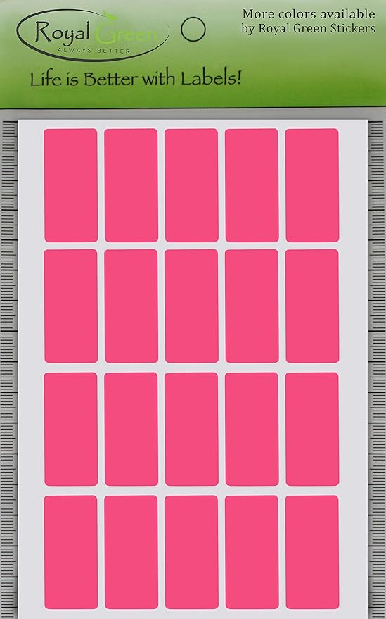 Royal Green Rectangle Color Labels 1.57 inch x 0.75 inch - Pink Color Coding Stickers (40mm x 19mm) 300 Pack