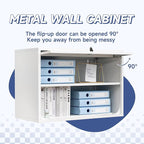 Metal Wall Cabinet with Locking Door and Shelf, Hanging Garage Cabinets with Up-Flip Doors for Garage, Warehouse, Home, Office, Assembly Required (White, One Cabinet)