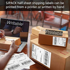 SJPACK Half Page Self Adhesive Shipping Labels, 8.5" x 5.5" Shipping Labels Compatible Laser & Inkjet Printer 2 Label Per Sheet (250 sheets-500 Label)