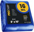 PROTARP Extra Heavy Duty 16 Mil Tarp Cover, Waterproof, UV Resistant, Rip and Tear Proof, Poly Tarpaulin with Reinforced Edges for Roof, Camping, Patio, Pool, Boat. (Blue 8′ X 10′)