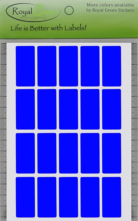 Royal Green 1.57 inch x 0.75 inch Blue Stickers Rectangular Labels (40mm x 19mm) - 1000 Pack