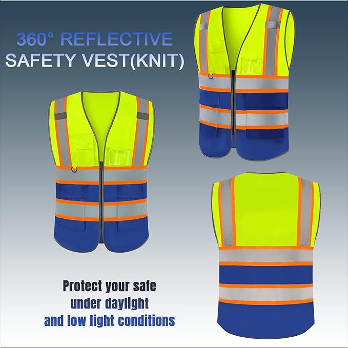 BeautyWill Custom Logo Safety Vest Class2 High Visibility Reflective Vest Breathable Construction Vest