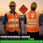 BeautyWill 5Pack Custom Logo Safety Vest 8 Pockets Class2 ANSI Certified High Visibility Reflective Vest for Men - Personalized Logo Heavy-Duty Work Vest（Orange，XXL）