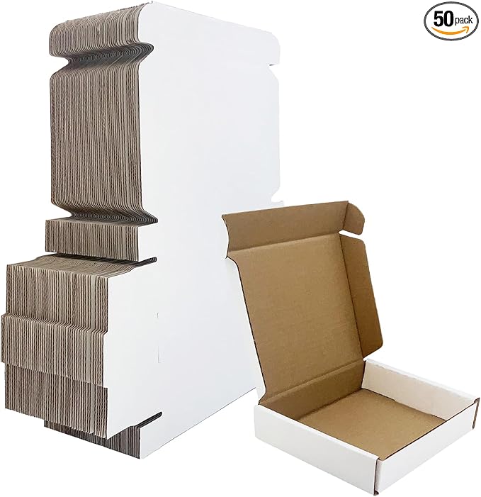 6x5x1 inch White Shipping Boxes 50 Pack, Small Corrugated Cardboard Mailer Boxes Bulk for Packaging Business Mailing Gift，Mini Mailer Boxes for Packaging Supplies Business Present