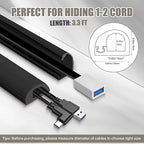 Cord Wall Cover, 39in Self-Adhesive Wire Covers for Cords on Wall, Extension Cable Hider for Floor, Mounted Tv, Home and Office Cavity 0.63" Wx0.31 H (Black)