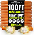 100ft Outdoor/Indoor Extension Cord 16/3 Gauge Heavy Duty 3 Prong SJTW, Waterproof, ETL Listed, Flexible Cold-Resistant Long Power Cord,10A 125V 1250W, Orange by LifeSupplyUSA