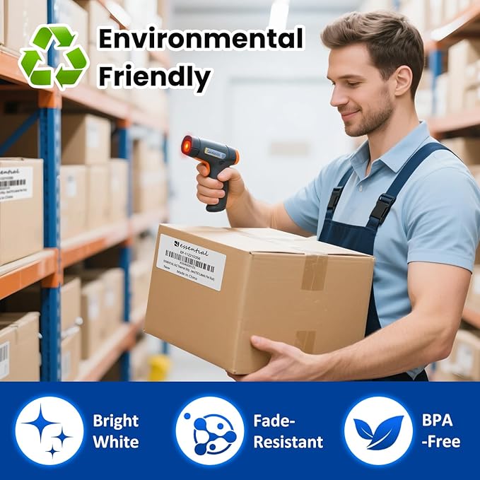 4"X2" Direct Thermal Barcode Labels, Shipping Labels, 750 Tags of Roll, Compatible with Zebra Printers (4 Roll-3000 Tags)
